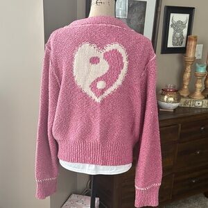 Pilcro Pink Yin Yang cardigan.  size 2X fits like a L/XL